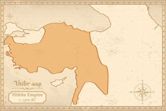 Map of Hatti Empire in the old style, brown graphics in retro fantasy style.
