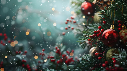 Beautiful bright Christmas background with copy space. AI Generated