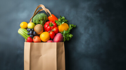 Bag with full of colorful fruits