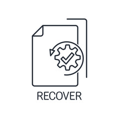 Recover data, document.Vector linear icon isolated on white background.