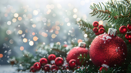 Beautiful bright Christmas background with copy space. AI Generated