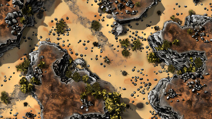 Mountainous Terrain Battle Map for Sci-Fi DnD, Top-Down Tabletop Role-Playing Game Map, Futuristic Adventure Game Background for RPGs, Virtual Tabletop Map Asset for Alien Landscapes and Space Explora