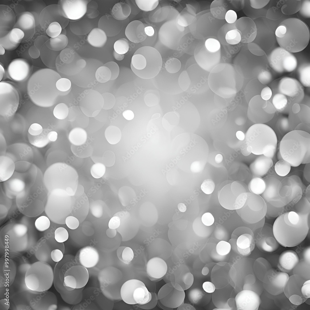 Poster a mesmerizing display of soft silver bokeh lights, creating a sparkling and festive abstract backgro