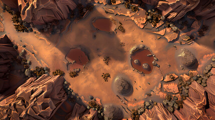 Mountainous Terrain Battle Map for Sci-Fi DnD, Top-Down Tabletop Role-Playing Game Map, Futuristic Adventure Game Background for RPGs, Virtual Tabletop Map Asset for Alien Landscapes and Space Explora