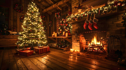 Fototapeta premium Beautiful bright Christmas background with copy space. AI Generated