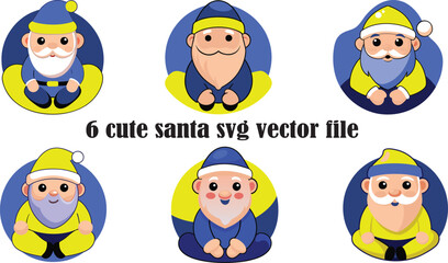 Cute Santa Claus Face SVG, Santa head SVG Sticker, Cut File