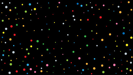 Colorful falling confetti on black background