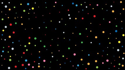 Colorful falling confetti on black background