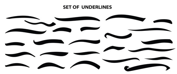 Set of hand lettering underlines lines