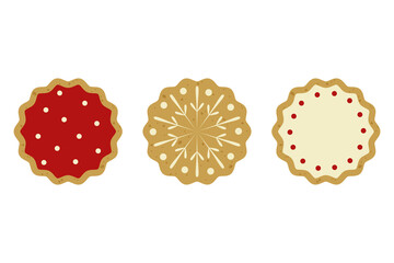 Christmas, ginger cookies. Traditional holiday baked goods. Vector illustration on white background.