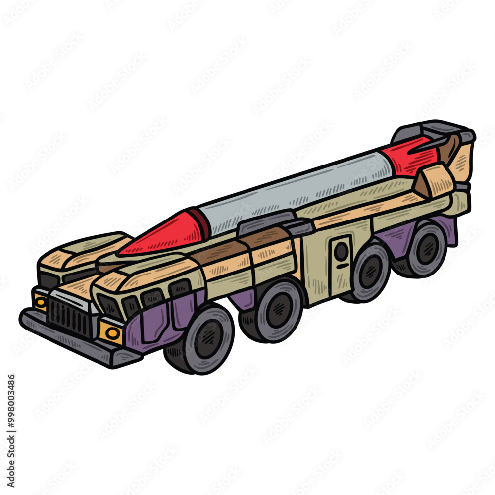 Wall mural military vehicle illustration colored - rocket launcher