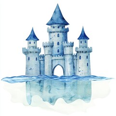 Fototapeta premium Isolated Underwater Castle with Faint Water Details