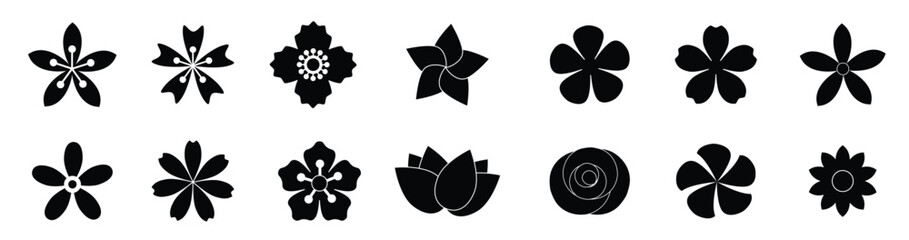Flower icon set vector illustration outline.