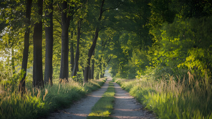 A quiet forest path, bathed in sunlight, symbolizing peace, mental clarity, and the journey of self-care. (indicates World Mental Health Day).
 
