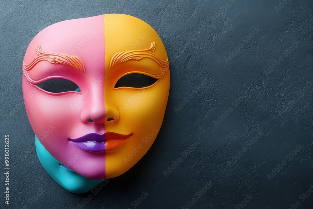 Aufkleber a set of colorful resin masks each uniquely designed arranged on a dark textured surface.