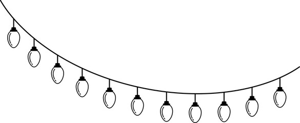 Christmas Light Hanging Bunting Curve Outline Coloring