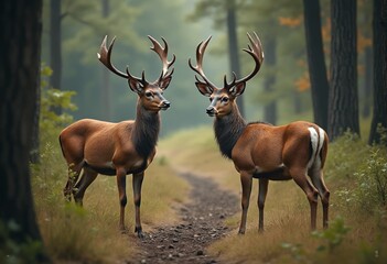  Portrait of deer in a forest