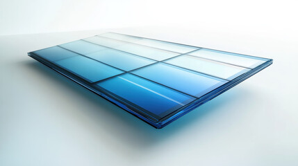 Next generation solar panel featuring thin film technology, showcasing sleek design with gradient blue color scheme. This innovative panel represents advancements in renewable energy solutions