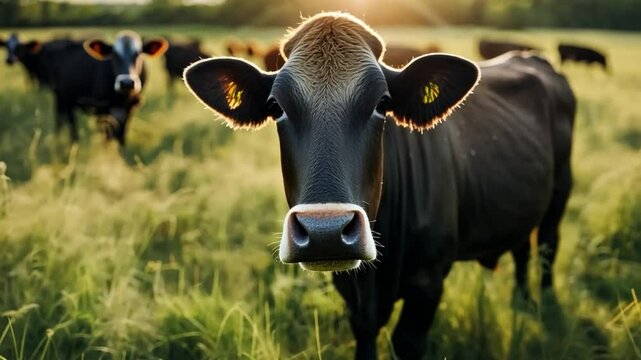 Healthy Wagyu Cattle Grazing in a Feild
