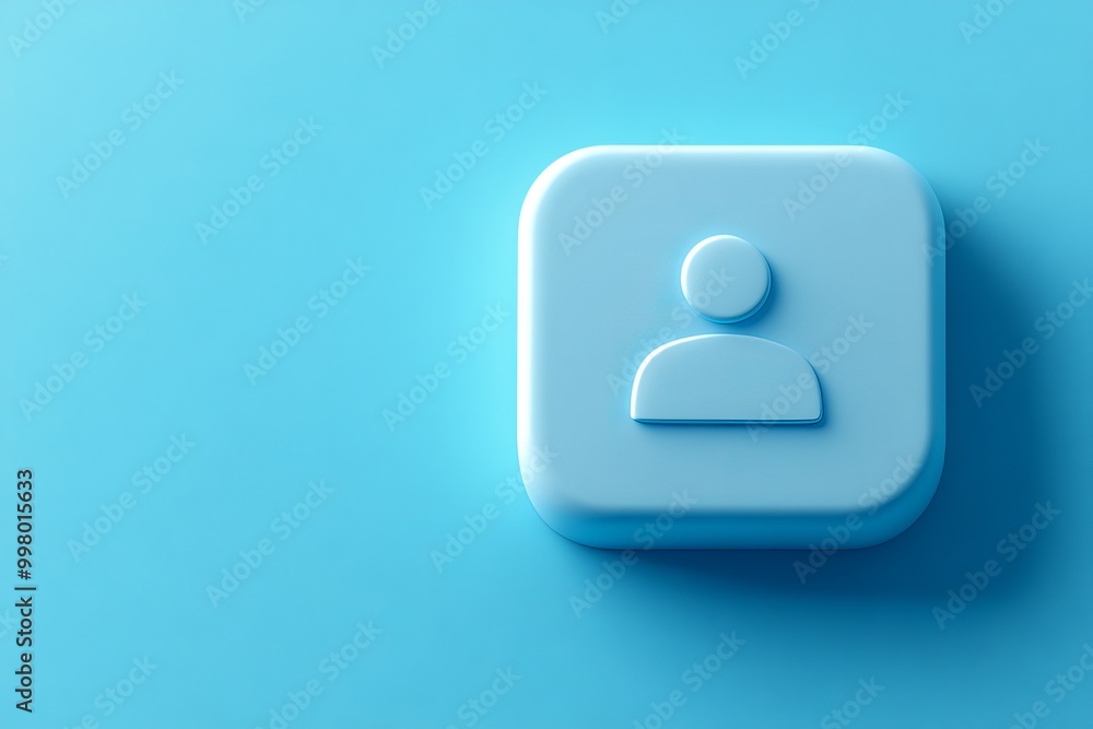 Poster 3d blue profile icon on a light blue background symbolizing digital identity online presence and use
