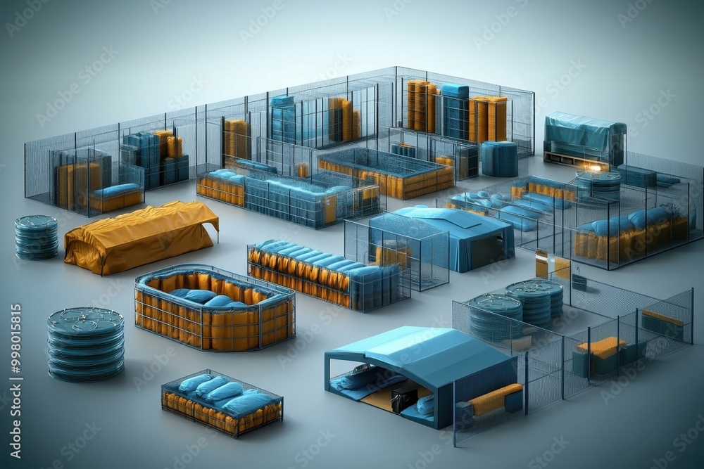 Aufkleber cloud server maintenance. futuristic data center servers with transparent protective casings, high-t