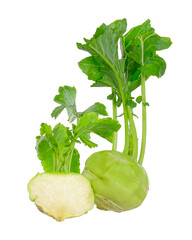 Green kohlrabi isolated on white background