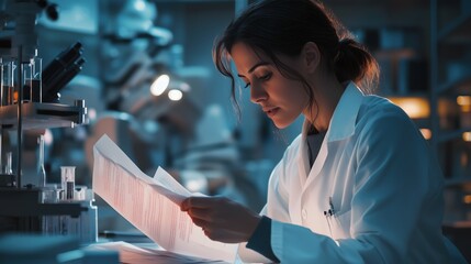 Focused Female Doctor in Laboratory