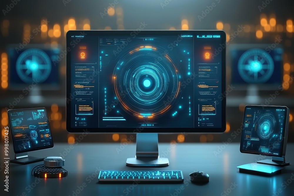 Aufkleber a high-tech 3d model of a security system designed to monitor compliance with zero tolerance policie