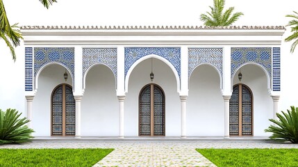 Moroccan Architecture with Blue and White Tilework