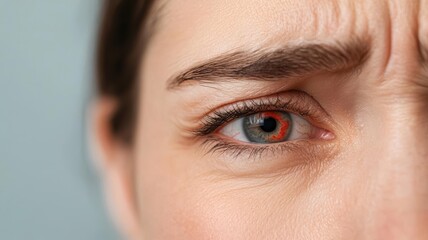 Close-up of a person rubbing their eyes with visible redness and irritation, representing eye pain and discomfort, eye pain, symptoms