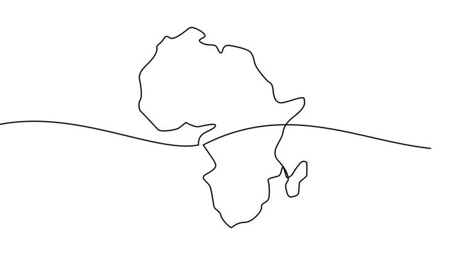 One continuous line drawing of Africa map illustration	
