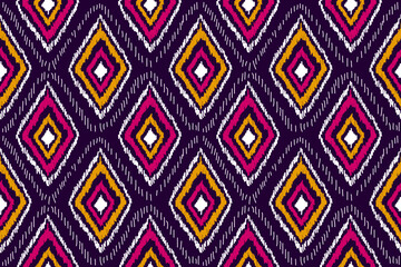Fabric ethnic pattern art. Ikat seamless pattern in tribal. American, Mexican style. Design for background, wallpaper, illustration, fabric, clothing, carpet, textile, batik, embroidery.