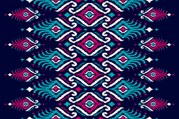 Beautiful ethnic tribal pattern art. Ethnic ikat seamless pattern. American and Mexican style. Design for background, wallpaper, illustration, fabric, clothing, carpet, textile, batik, embroidery.