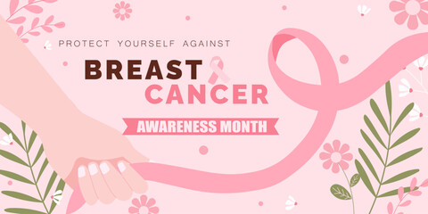 Illustrative design for breast cancer awareness month. Vector illustrations.