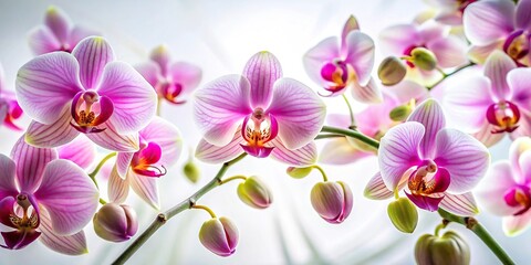 Fisheye orchid flowers on white background