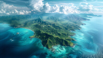 Aerial View of Serene Island Landscape