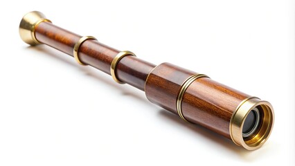 Fototapeta premium Fisheye retro vintage spyglass telescope on white background