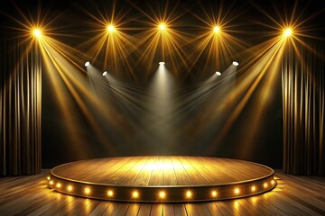 Fisheye stage with spotlight in black and gold colors