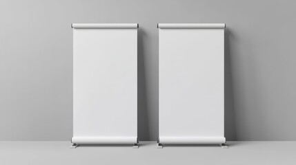 Two White Roll-Up Boards for Event Promotion Mockups
