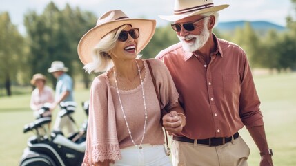 A Happy Couple Enjoying a Day at the Golf Course