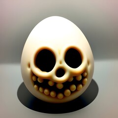 3d illustration of an isolated evil Halloween egg with a scary skull zombie face, creepy, cursed, strange, jack o lantern, nightmare, ghoul, 