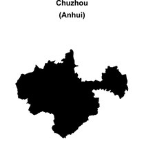 Chuzhou blank outline map
