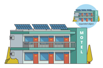 Fototapeta premium Vector Illustration of Motel or Hotel Building, with Outline Editable File 