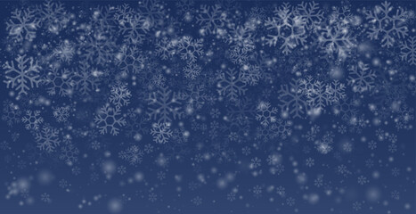 Snowflake design. Winter. Snowfall. White and blue. Scattered snowflakes. December theme. Snowy landscape. Hurricane.