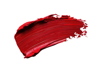 Red paint stroke on a white isolated background.