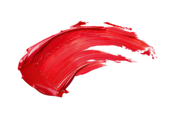 Red paint stroke on white isolated background.