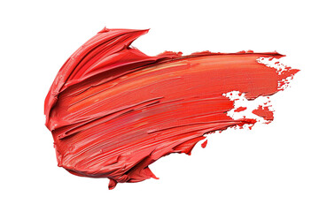 Red paint stroke on a white isolate background.