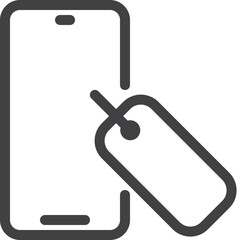 Simple vector sale mobile outline icon on white background