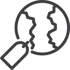 Simple vector world tag outline icon on white background