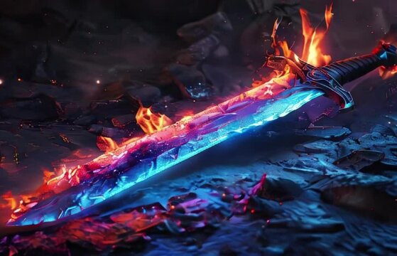 Fantastic weapon royal sword with handle and sharp blade